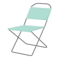 Light green folding chair standing on white background vector