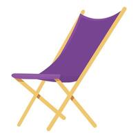 Purple folding deck chair standing for relaxing on the beach vector