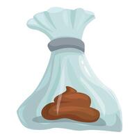 Transparent plastic bag holding dog poop after being collected vector