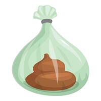 Dog poop in plastic bag being collected by owner vector