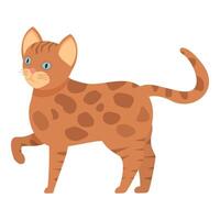 Bengal cat standing with raised paw illustration vector