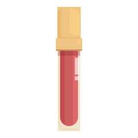Red lip gloss in transparent tube with golden cap is standing on white background vector