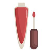 Red nail polish bottle open showing brush applicator vector