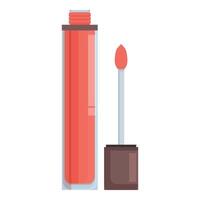 Red lipgloss standing upright with applicator out vector