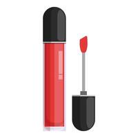 Red lip gloss standing on white background with open cap vector