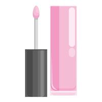 Pink nail polish standing open with applicator brush out vector