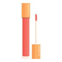 Red lip gloss standing on white background with open cap vector