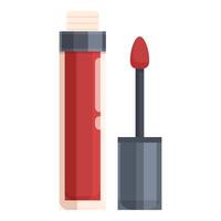 Red lip gloss standing with open cap showing applicator vector