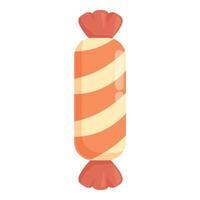 Wrapped orange and yellow candy with swirls being held from top and bottom vector