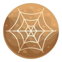 Round cookie decorated with icing in shape of spider web for halloween celebration vector