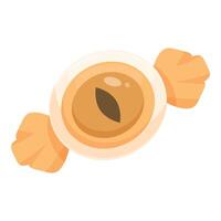 Round caramel candy with orange wrapping paper is lying vector