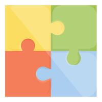 Four puzzle pieces completing a square shape vector