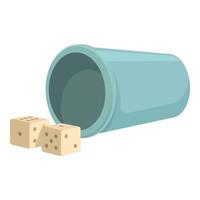 Two dice rolling out of a plastic cup on white background vector