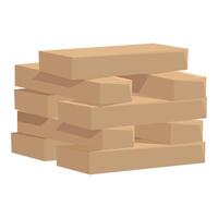 Stack of cardboard boxes balancing precariously forming a tower vector