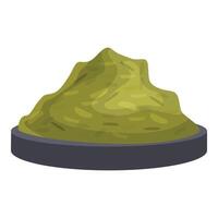 Green wasabi paste forming a mountain on a grey plate vector