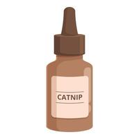 Brown catnip extract in dropper bottle for stimulating cats vector