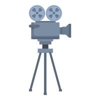 Vintage movie camera standing on tripod filming movie set in retro style vector