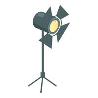 Professional studio light illuminating on tripod vector