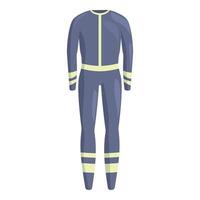 Fireman uniform with reflective stripes standing upright icon cartoon style vector