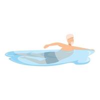 Senior man swimming in pool enjoying retirement vector