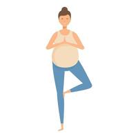 Pregnant woman practicing yoga in tree pose for mindfulness and health vector