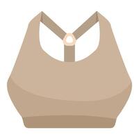 Beige sports bra with clasp fastening at the back providing support during exercise vector