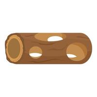 Hollow log lying horizontally with holes vector