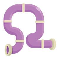 Purple pipeline system connecting pipes for plumbing project vector