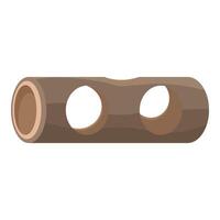 Hollow log lying horizontally with two holes vector