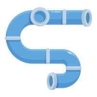 Blue water pipe with flanges connecting for plumbing system vector