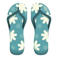 Turquoise floral flip flops isolating on white background vector
