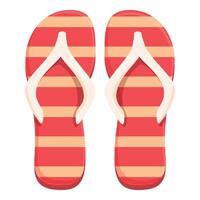 Pair of stylish red and yellow flip flops isolated on white background vector
