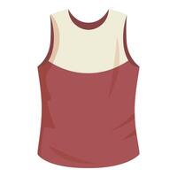Red sleeveless shirt with beige insert is being presented vector