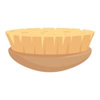 Round cleaning brush with wooden handle lying on white background vector