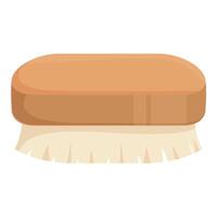 Cleaning brush with wooden handle for scrubbing and sweeping vector