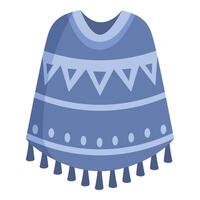 Blue poncho with geometric pattern showing traditional garment vector