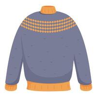 Warm winter sweater featuring orange and blue design with turtleneck vector