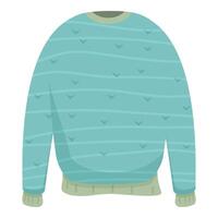 Blue sweater with long sleeves and round neck featuring bird pattern vector