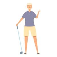 Elderly man playing golf is holding a club and a ball vector