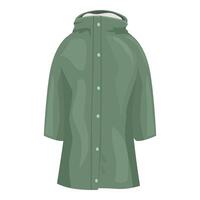 Green raincoat protecting from cold and stormy weather vector