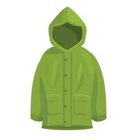 Green raincoat protecting from cold and rain vector