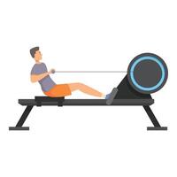 Man exercising using rowing machine for his cardio training vector