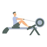 Man using rowing machine in gym for cardio workout vector