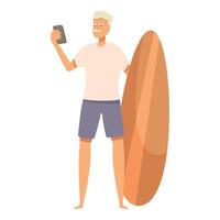 Senior surfer using smartphone app for checking weather forecast vector