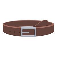 Brown leather belt with metal buckle fastened on white background vector