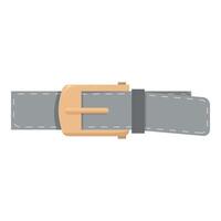 Grey leather belt with golden buckle fastened lying on white vector