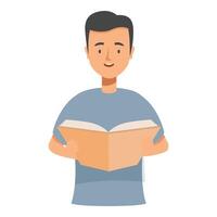 Young man reading a textbook and smiling vector
