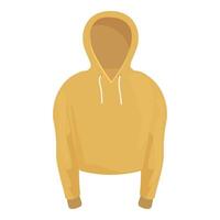 Yellow cropped hoodie sweatshirt fashion garment showing blank empty apparel vector