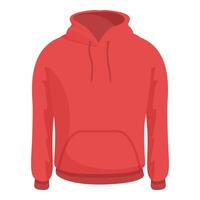 Red hoodie sweatshirt with pocket and drawstring showing casual style vector