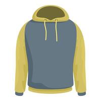 Yellow and grey hoodie sweatshirt with drawstrings showing casual style vector